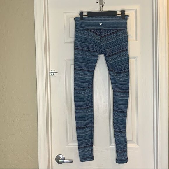 LULULEMON ATHLETICA Wunder Under Tight Space Dye Twist Naval Blue Peacock Size 6 - Picture 5 of 10